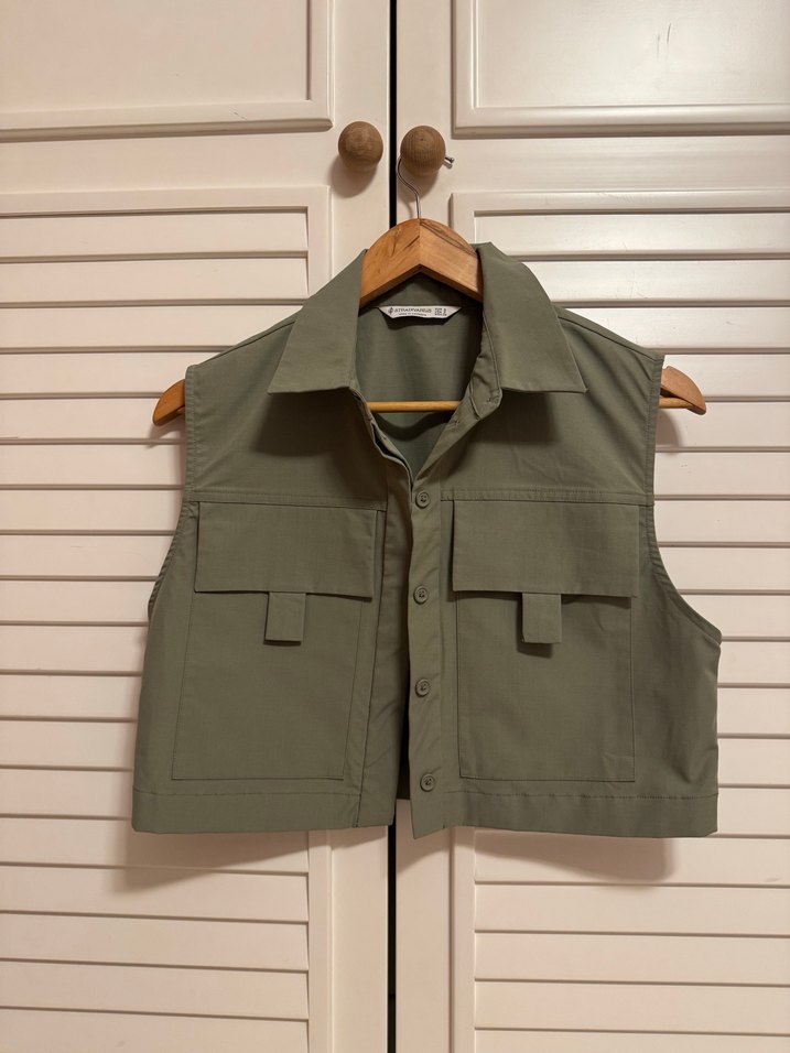 Düğmeli Kısa Haki Yelek - Görsel 3