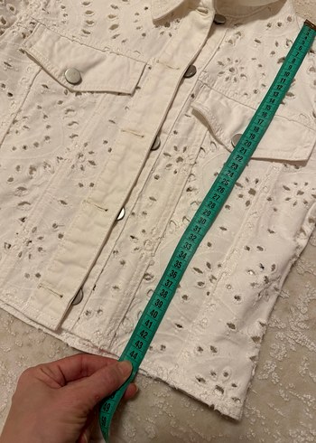 Nakışlı Beyaz Kadın Ceket - Görsel 7