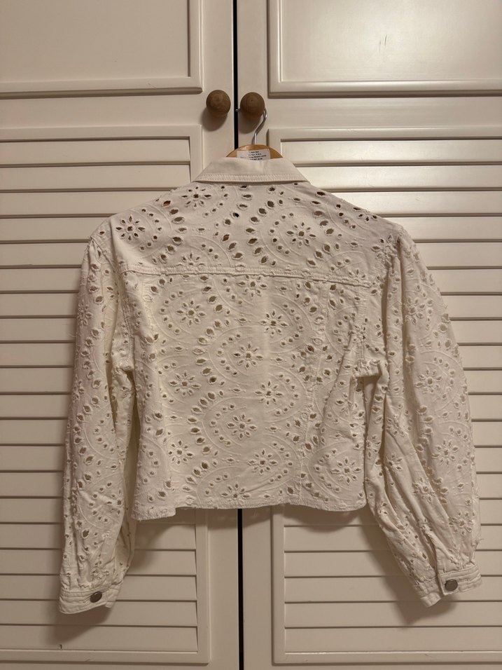 Nakışlı Beyaz Kadın Ceket - Görsel 2