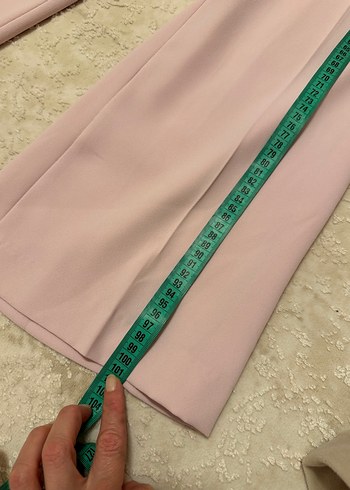 Pudra Renkli Kemerli Kadın Uzun Yelek Takım - Görsel 18