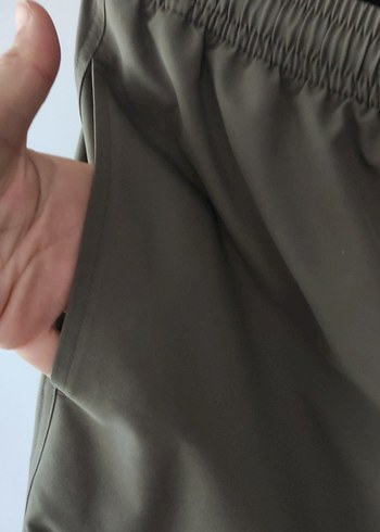 haki renk Loose Fit Mini Şort - Görsel 4