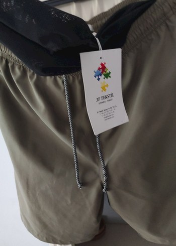 haki renk Loose Fit Mini Şort - Görsel 5