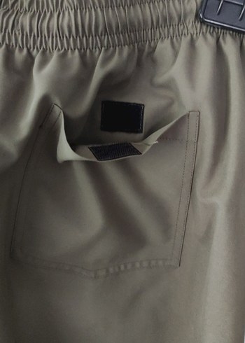 haki renk Loose Fit Mini Şort - Görsel 7