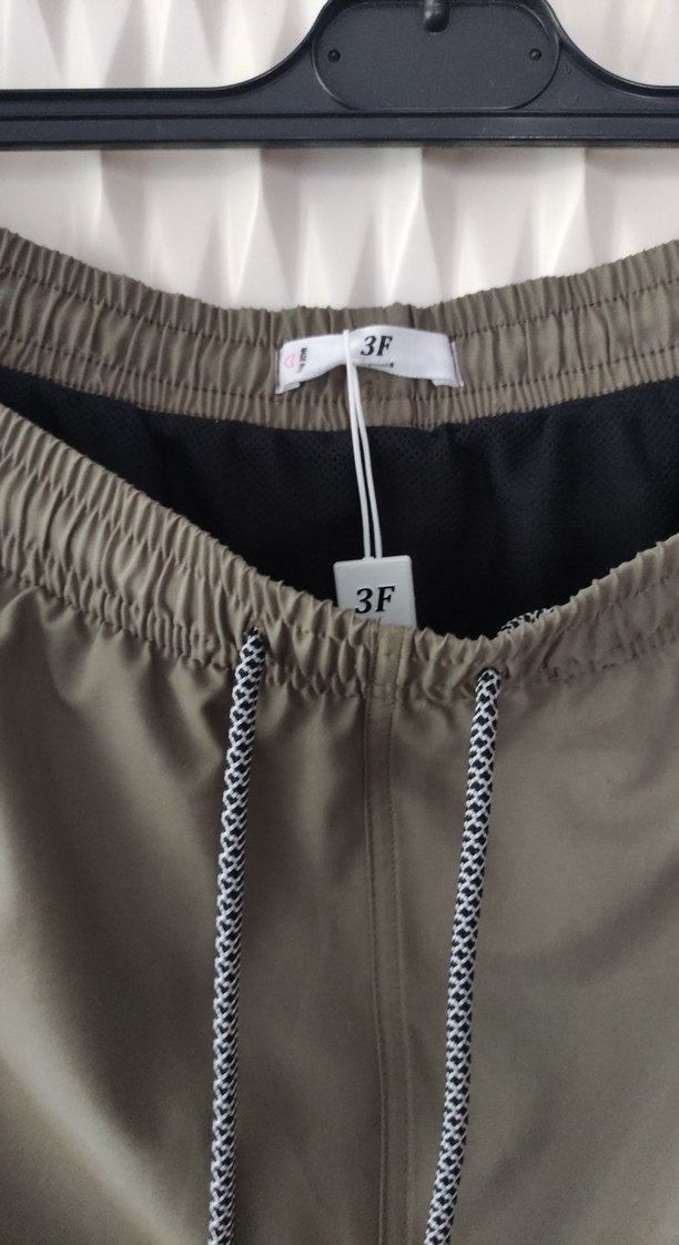 haki renk Loose Fit Mini Şort - Görsel 3