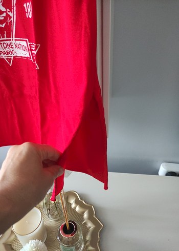m Beden kırmızı Renk Kırmızı Baskılı Kadın Tişört