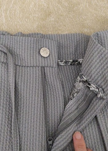 Düğmeli Gri erkek Kumaş Pantolon - Görsel 5