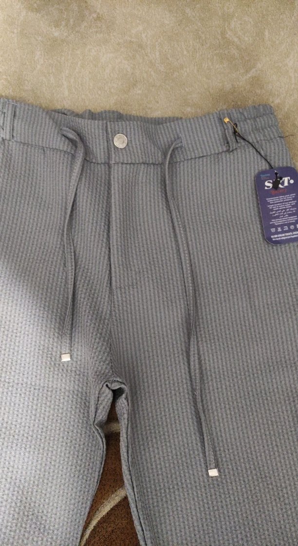 Düğmeli Gri erkek Kumaş Pantolon - Görsel 3