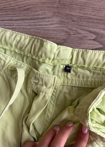 Trendyol & Milla Düğmeli Yeşil Midi Keten Kadın Pantolon 40
