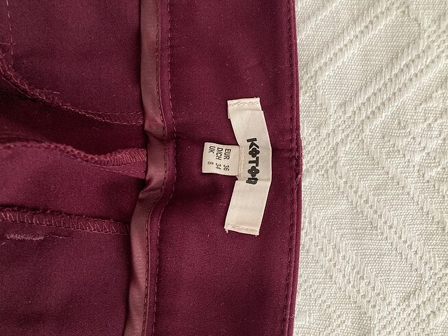 s Beden bordo Renk Koton kumaş pantolon