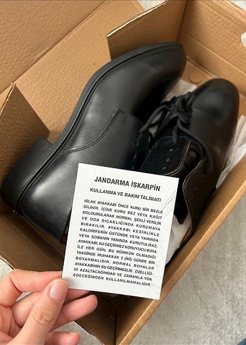 43 Beden Siyah Klasik Erkek Deri Ayakkabı jandarma iskarpin