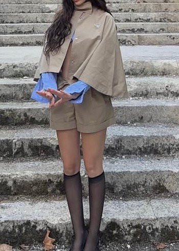 Pull and bear pelerin trençkot - Görsel 2