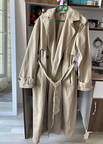 Bej Kemerli Midi Trençkot - Görsel 3