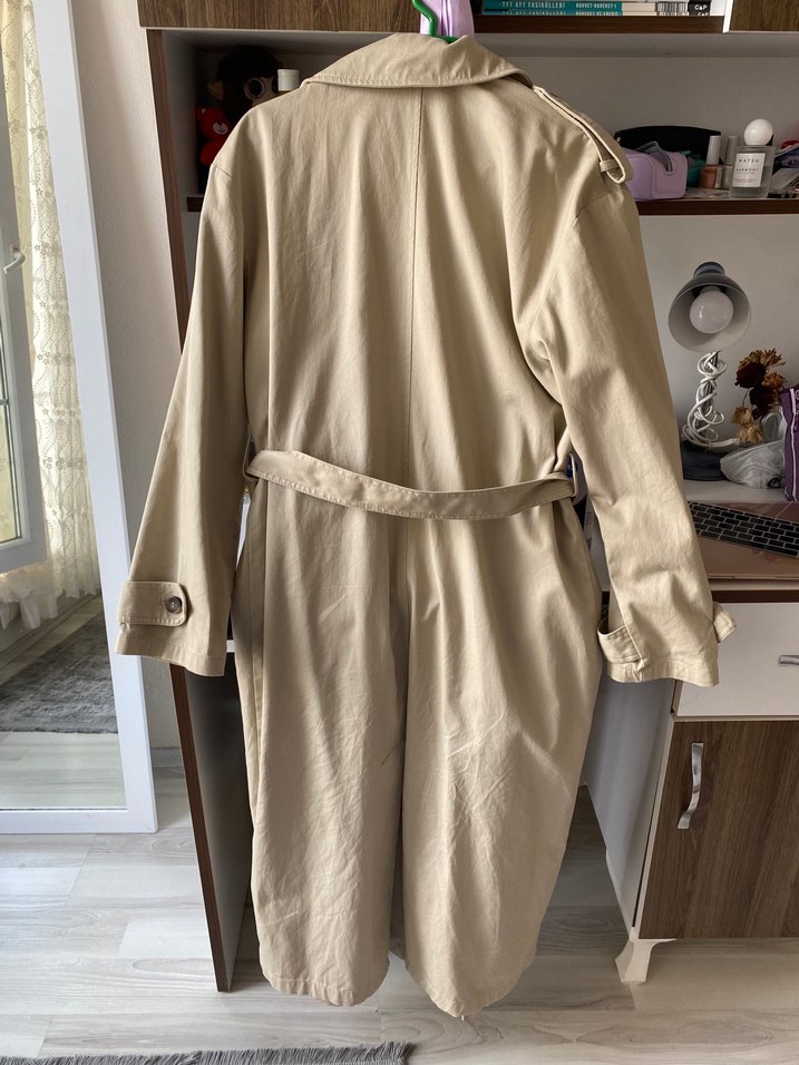 Bej Kemerli Midi Trençkot - Görsel 4