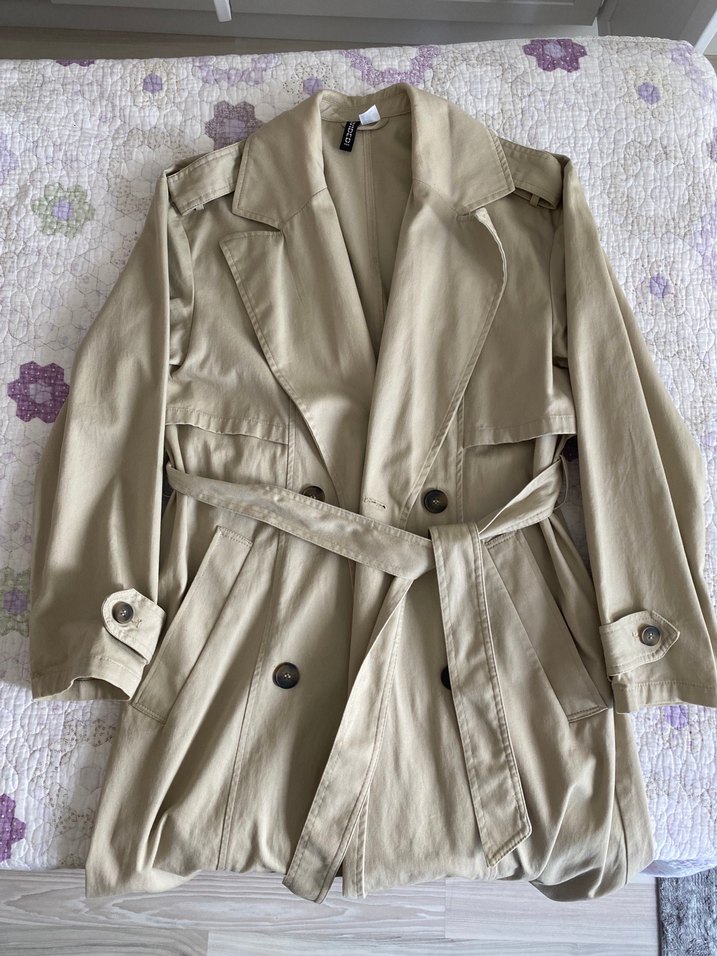 Bej Kemerli Midi Trençkot - Görsel 2