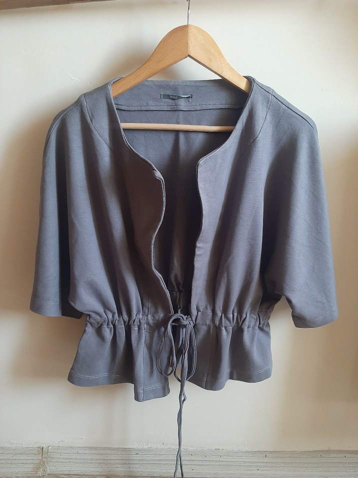 Şık Bağlamalı Gri Bluz Yelek - Görsel 2