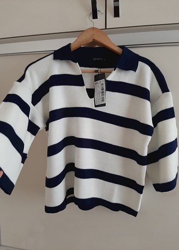 Lacivert Kapri Kol Yakalı Triko - Görsel 7