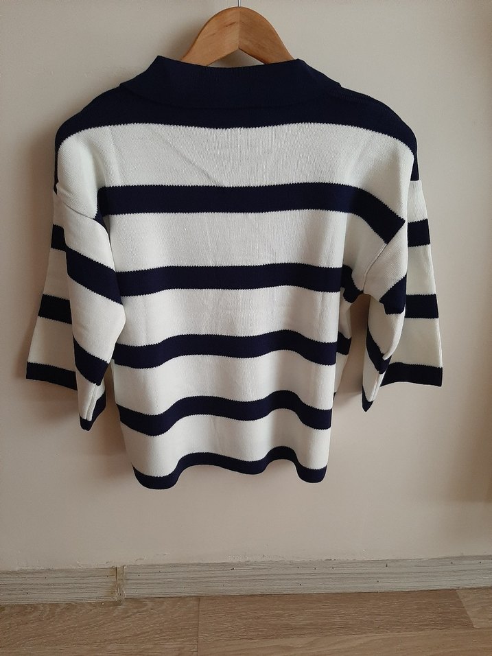 Lacivert Kapri Kol Yakalı Triko - Görsel 5