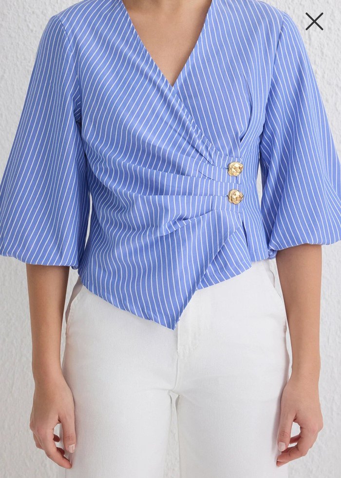 Şık Düğmeli Bağlamalı Bluz Gömlek. - Görsel 4