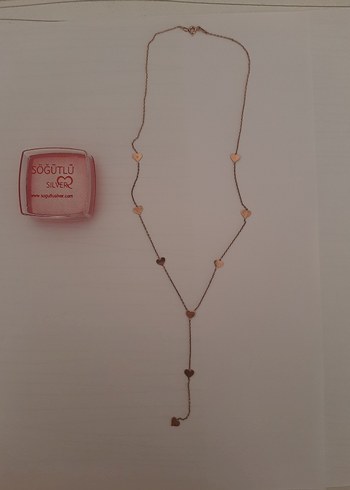 925 Ayar Rose Y Model Kalpli Kolye - Görsel 2