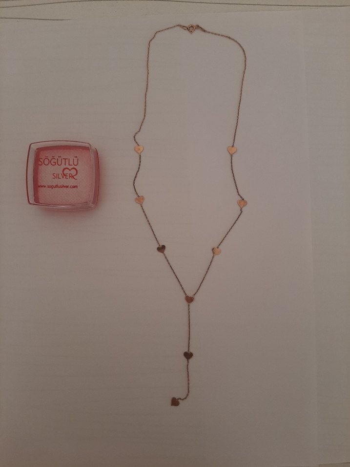 925 Ayar Rose Y Model Kalpli Kolye - Görsel 2