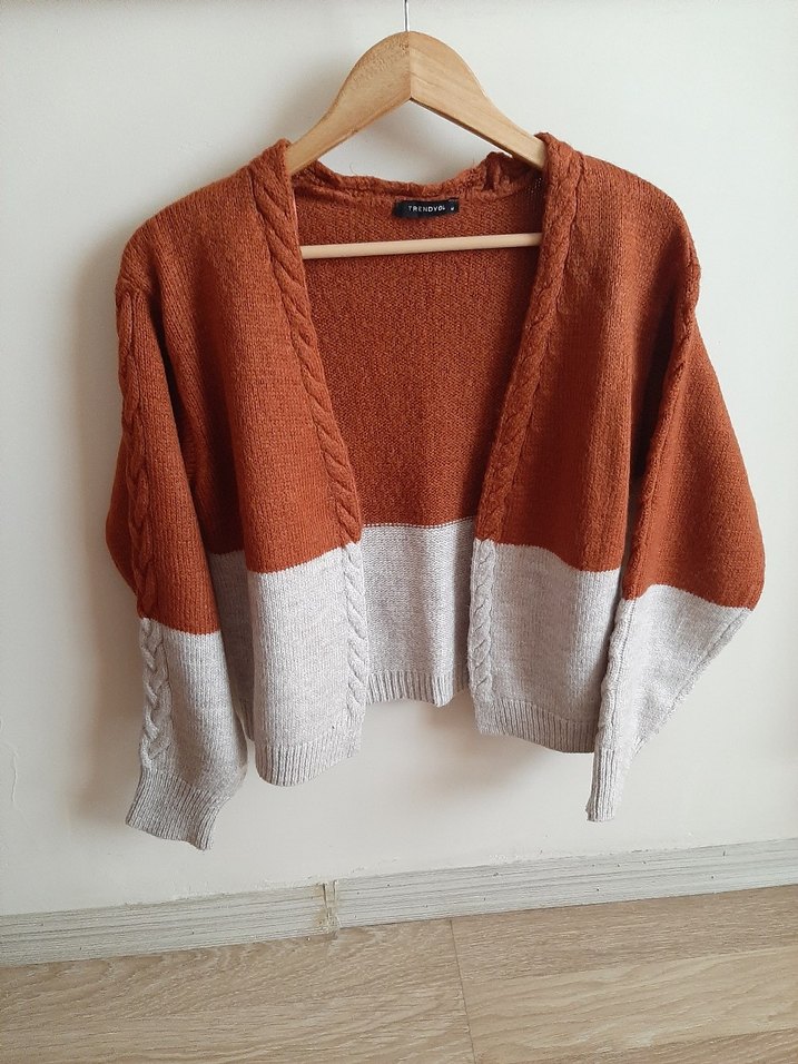 Tarçın Vizon Rengi Triko Hırka - Görsel 5