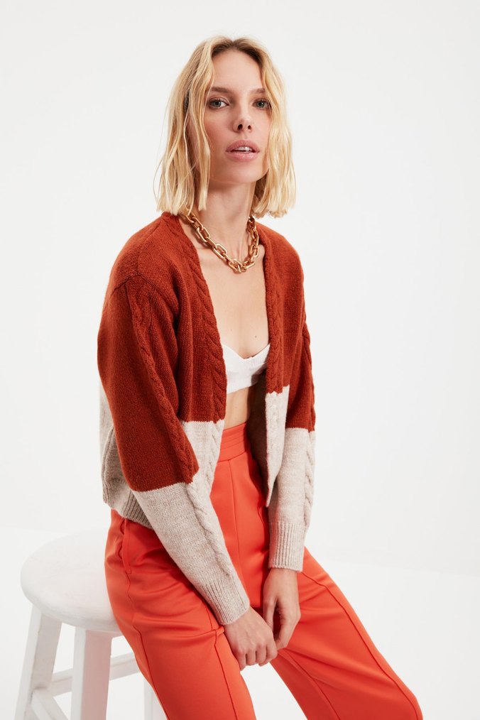 Tarçın Vizon Rengi Triko Hırka - Görsel 2