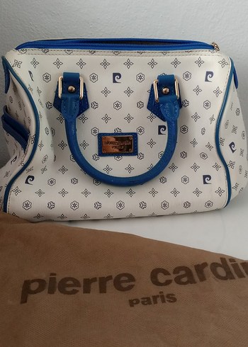 Pierre Cardin Paris Beyaz Mavi Monogramli Sik El Cantasi