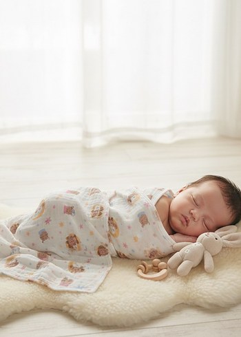 Pamuk Bebek Battaniyesi, Pastel Tonlar, Bağlama Desenli - Görsel 2