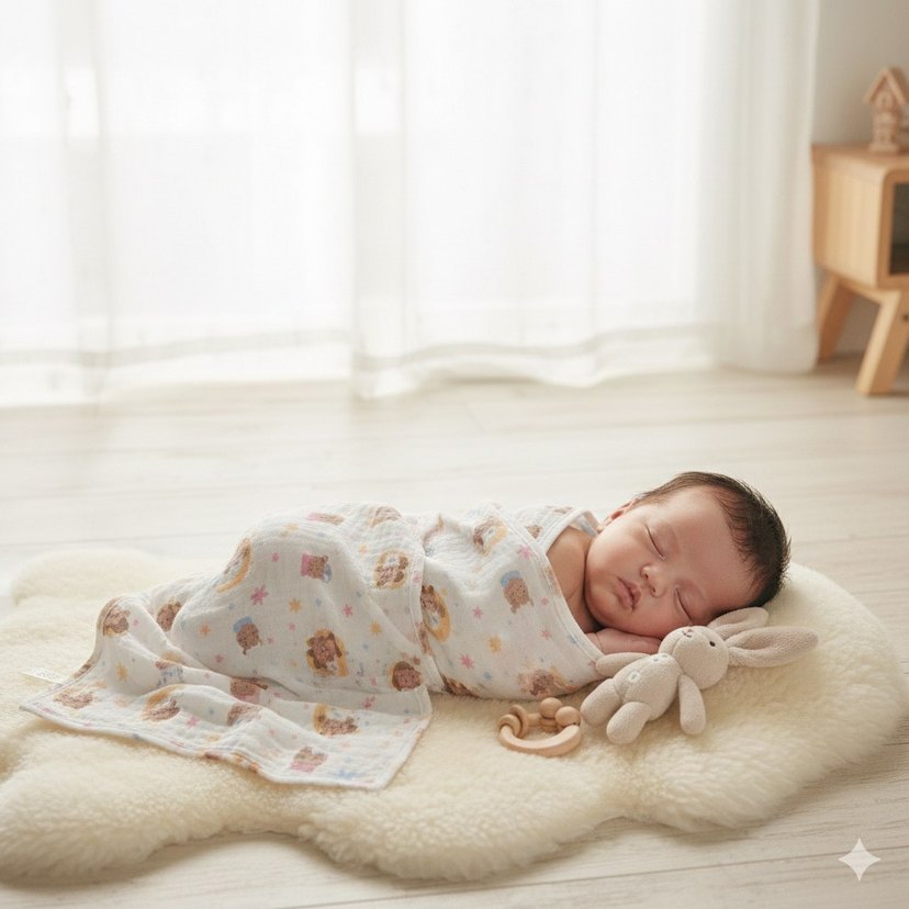 Pamuk Bebek Battaniyesi, Pastel Tonlar, Bağlama Desenli - Görsel 2