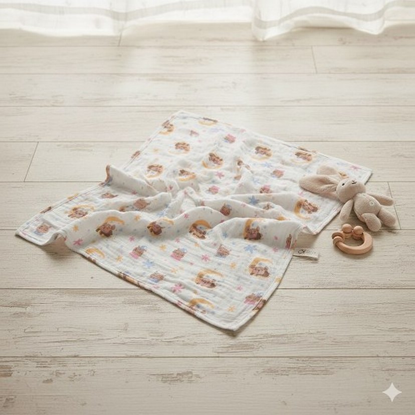 Pamuk Bebek Battaniyesi, Pastel Tonlar, Bağlama Desenli - Görsel 4
