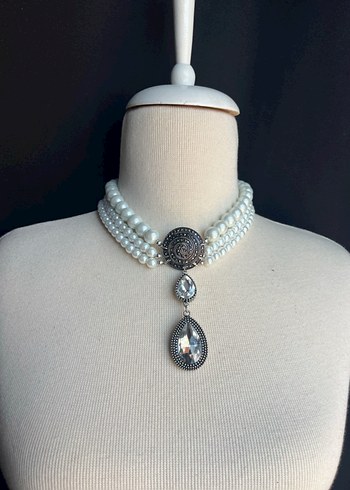 American Vintage İnci Detayli Vintage Gumus Kolye