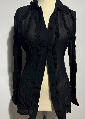 American Vintage Siyah Firfirli Sifon Bluz Siklik Ve Rahatlik Bir Arada