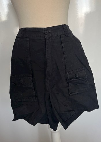 American Vintage Siyah Yuksek Bel Kargo Sort Rahat Ve Sik