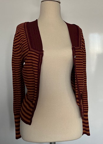 American Vintage Kiremit Cizgili İnce Triko Hirka