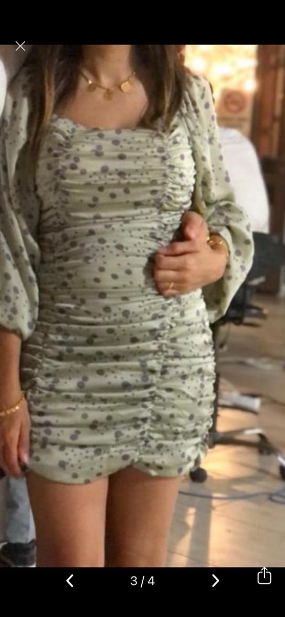 Zara Gri Drapeli Uzun Kollu Mini Elbise - Görsel 3