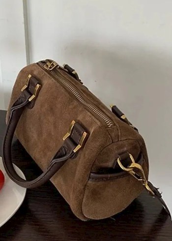 Kahverengi Süet Kadın Çanta - Görsel 2