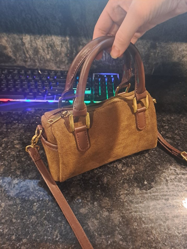 Kahverengi Süet Kadın Çanta - Görsel 4