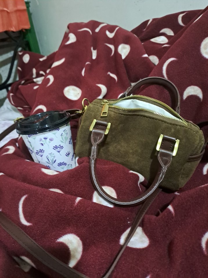 Kahverengi Süet Kadın Çanta - Görsel 5