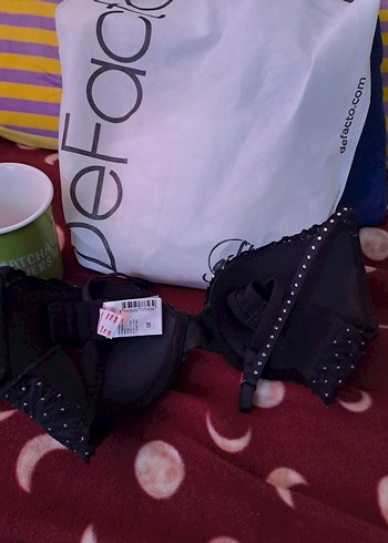 Siyah Puantiyeli taşlı Gotik Sütyen defacto - Görsel 3