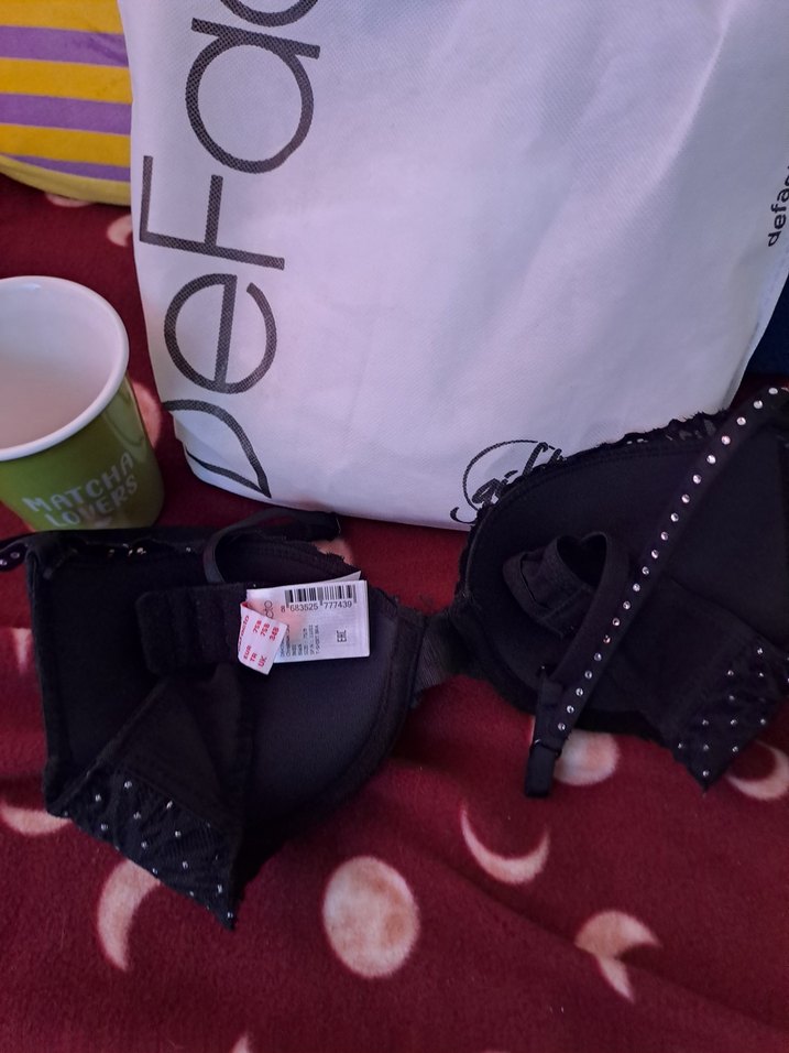 Siyah Puantiyeli taşlı Gotik Sütyen defacto - Görsel 5