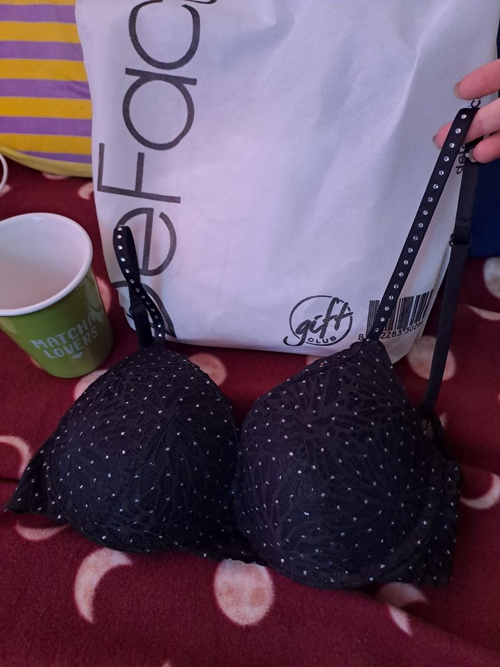 Siyah Puantiyeli taşlı Gotik Sütyen defacto - Görsel 2