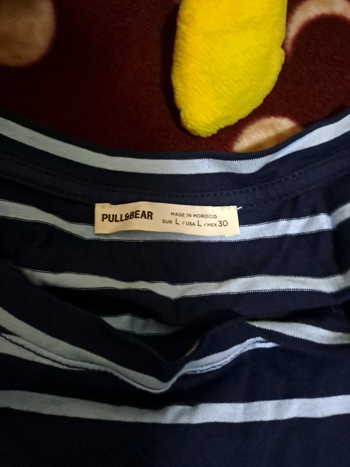 pull and bear Mavi Çizgili Kadın Uzun Kollu bluz.   bershka - Görsel 2