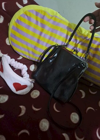 vintage Siyah suni Deri Kadın Çanta. - Görsel 4