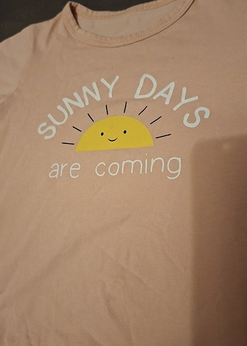 Bej Baskılı kız Çocuk Kısa Kollu Tişört - Görsel 2