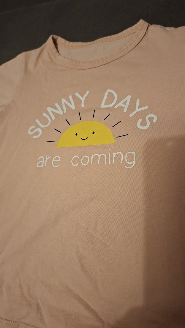 Bej Baskılı kız Çocuk Kısa Kollu Tişört - Görsel 2