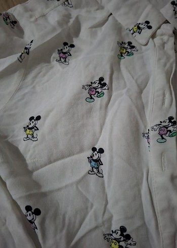 Desenli Beyaz Pamuklu Uzun Kollu Gömlek - Görsel 2