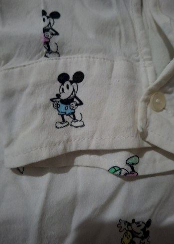 Desenli Beyaz Pamuklu Uzun Kollu Gömlek - Görsel 3