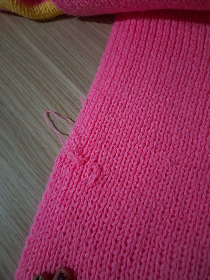 Renkli Pembe Sarı Örgü Kadın Şal - Görsel 3