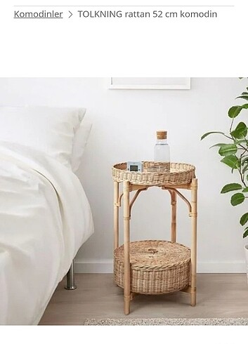 İKEA TOLKNING komodin, rattan, 52 cm 