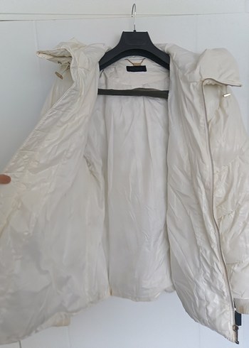 Beyaz Kadın Midi Kışlık Mont - Görsel 4